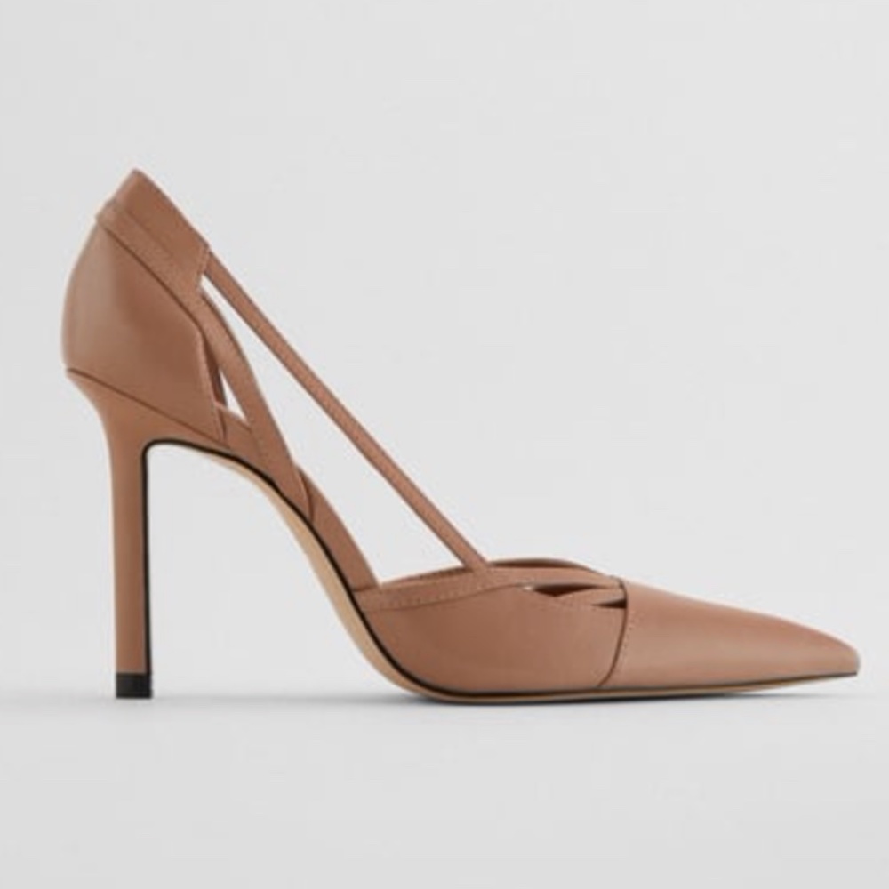 ZARA ASYMMETRICAL HEELED LEATHER SHOES